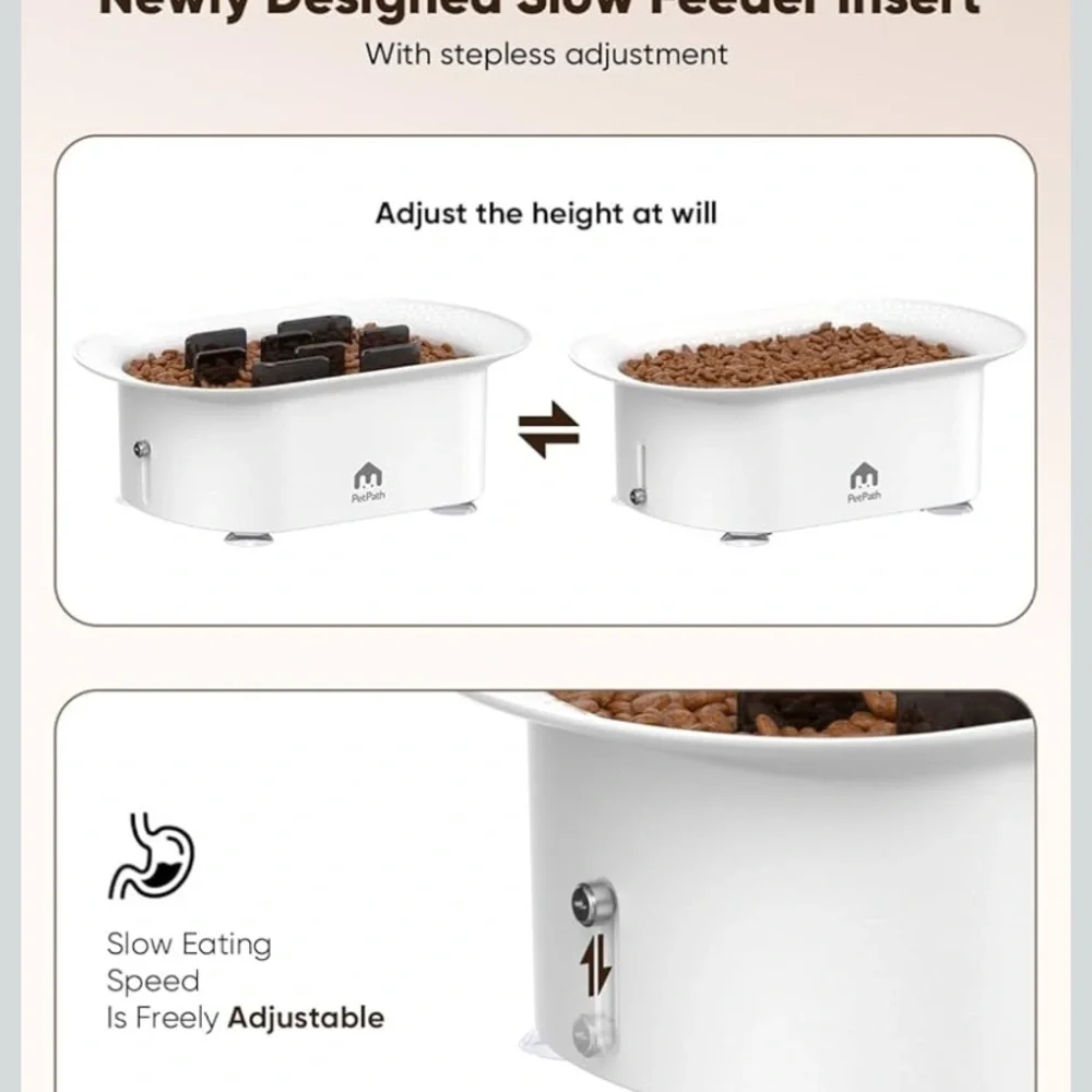 Double Layer Slow Feeder Dog Bowl - White